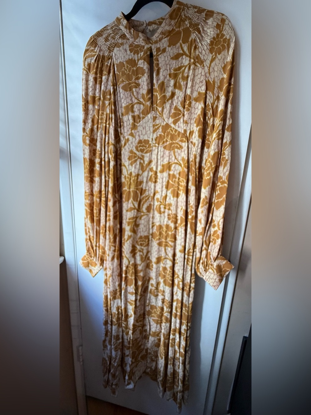 Zara Cream and Mustard Floral Long Sleeve Dress